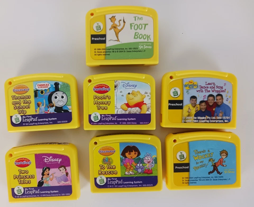 Leap Frog My First LeapPad Lot of 7 Game Cartridges ONLY Disney Dora Pooh Thomas - Image 1 of 1