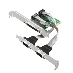 2 PORTS RS-232 Serial Port & DB25 Printer Parallel Port to PCI-E Card Adapter - Picture 1 of 4
