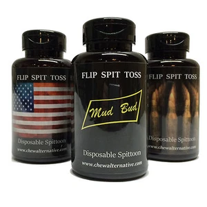 Mud Bud Jug Portable Disposable Spittoon Black US Flag & Bullet Dip Spit Spitter - Picture 1 of 1