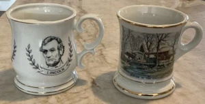 Shaving Mugs Vintage Currier & Ives And President (Lincoln, Roosevelt,Grant) - Picture 1 of 7