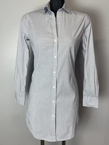 Camisa Grant & Grace The Amalfi Popelina Suave Abotonada Blanca con Rayas Azul Marino XL - Imagen 1 de 5