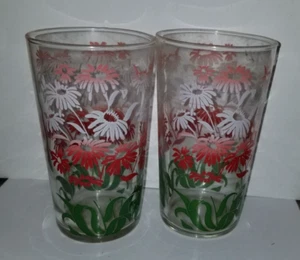 2 Vintage Juice glasses with Daisy and grass design. - Picture 1 of 2