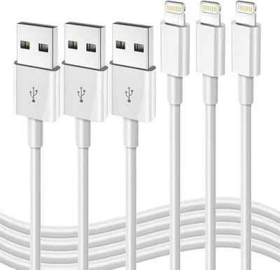 iPhone 快速充电线 [Apple Mfi 认证] 3 件装 3 英尺 USB 转 Lightning 驾驶室 — 第 1/4 张图片