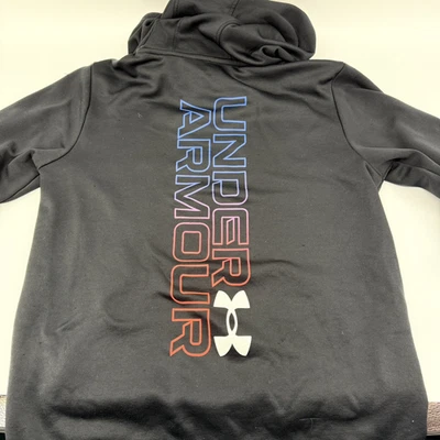 Under Armour Authentic Boys Size Youth Large Hoodie Black Graphic logo on Back - Image 1 of 4
