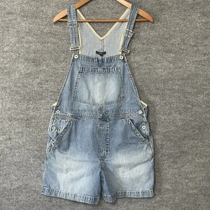 Vintage GAP Denim Short Overalls Bibs Shortalls Womens Size Large Y2K Light - Picture 1 of 9
