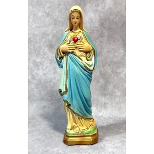 Estatua Estatuilla Vintage Inmaculada Sagrado Corazón de la Virgen María Estatua Virgen - Imagen 1 de 15