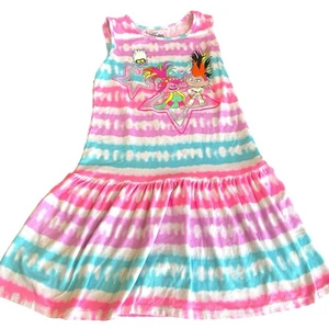 Trolls World Tour Girls Dress Size M 7/8 Tie-Dye Sleeveless Cartoon Cute Colors - Picture 1 of 10