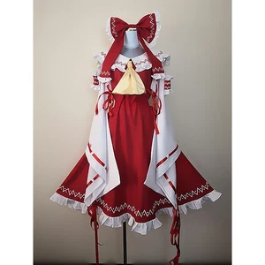 Hakurei Reimucospay Touhou Project Witch costume set Halloween dress anime - Picture 1 of 13