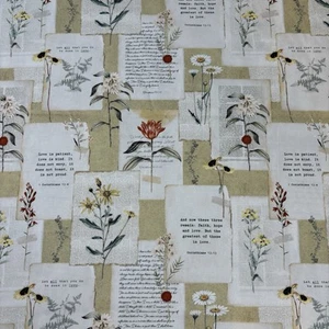 Christlicher Blumenstoff mit 1 Korinther 13 Versen. 100% Baumwolle. Verkauft BTYard - Bild 1 von 17