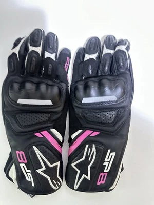 Alpinestars SP-8 Motorcycle Gloves Black/Pink/White Size M Lightly Used No Box - Image 1 of 4