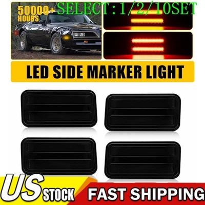 Smoked Lens Front&Red Rear Side Marker Lights For 1970-81 Pontiac Firebird 1~10X - Image 1 of 4