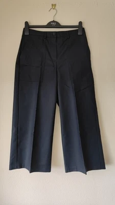 New Autograph M&S 10 short leg navy wide leg crop trousers work supima culottes - Image 1 of 4