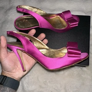 Kate Spade Hot Pink Satin Schleife High Heel Größe 9 Damen Hergestellt in Italien - Bild 1 von 8