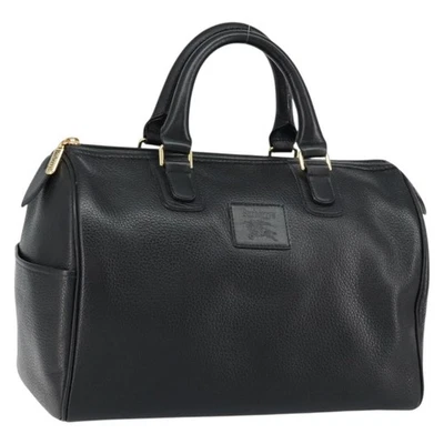 Burberrys Nova Check Boston Bag Leather Black gold Auth ep11495 - Image 1 of 4
