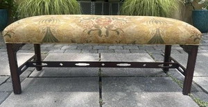 Fabulous Vintage "Southwood" Bench, Covered in Beautiful Schumacher Fabric - Picture 1 of 9
