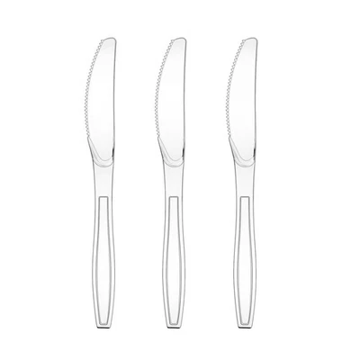 Paquete de 50 cuchillos desechables de plástico transparente utensilios de cocina para fiestas eventos Foto 1 de 2