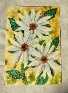 Aceo Original Painting Daisies - Picture 1 of 2