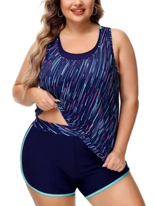 Plus Size Tankini 3 Piece Bathing Suit for Curvy Women Tummy Control Swimsuit... - Picture 1 of 6