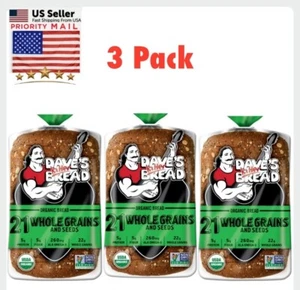 3 PK DAVE'S KILLER BREAD ORGANIC 21 WHOLE GRAINS & SEEDS PRIORITY MAIL SHIPPING - Picture 1 of 15
