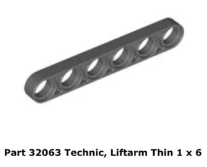 Lego 1x 32063 Dark Gray Technic, Liftarm Thin 1 x 6 8002 - Picture 1 of 1