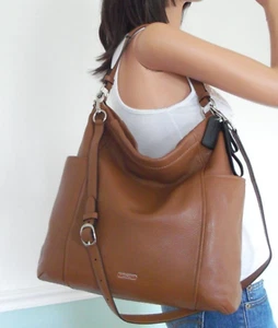 Coach Park Brown Pebbled Leather Hobo Saddle Cross Bag with Strap Good Condition - Picture 1 of 7