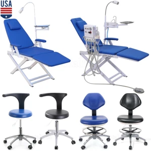 Dental Portable Folding Mobile Chair LED Light/Air Turbine Unit/Doctor Stool USA - Picture 1 of 67