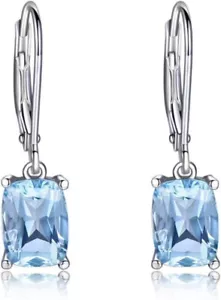 Echte 925 Sterling Silber Himmelblau Topas Ohrringe Elegante Edelstein Hochzeit - Bild 1 von 2