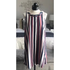 Badgley Mischka Dress Size 10 Women’s A-Line Belle Cara Stripe Multicolored - Picture 1 of 6