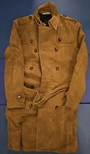 BROWN/ TAN MENS SUEDE TRENCH COAT - Zara Man - Size: Small/Medium - New/ Unworn - Picture 1 of 13