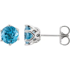 Pendientes de topacio azul suizo en oro blanco de 14 K - Imagen 1 de 2