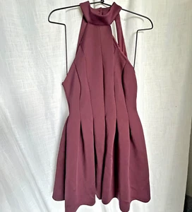 ASOS Women's Dress 10 Purple Halter Neck Pleated Skirt Cocktail Style - Picture 1 of 14