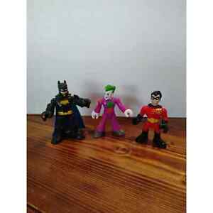 Imaginext Fisher-Price Super Hero Friends Batman, Joker, Robin, lot of 3 figures