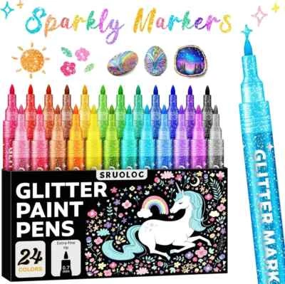 Glitter Markers Pens, 24 Colors Paint Pens Set Acrylic Multicolor  - Image 1 of 4