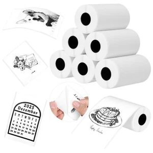 Lot de 6 rouleaux de papier thermique autocollant pour imprimante - 53 mm x 3... - Afbeelding 1 van 6