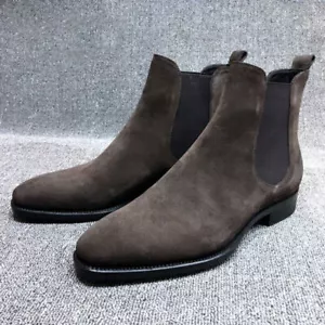 Herren Kunstwildleder Chelsea Stiefeletten Freizeit Slipper flache Schuhe - Bild 1 von 13