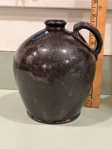 Southern ME/Newburyport MA small redware pottery ovoid jug AAFA c.1820s - Picture 1 of 5