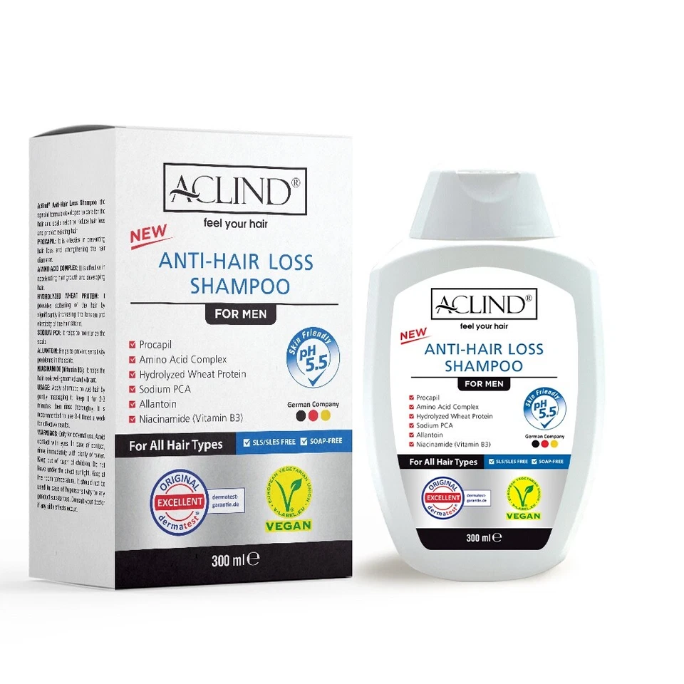 Aclind Anti Hair Loss Shampoo Gegen Haarausfall Für alle Haartypen pH 5.5 VEGAN - Bild 1 von 1