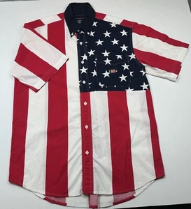 Ivy Crew Shirt Mens Button Up Short Sleeve American Flag USA 4th Of July Size M - Picture 1 of 15