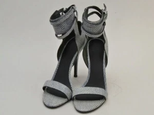 ALEXANDER WANG Sandals Ankle Strap Heels Size 37 Black and White - Picture 1 of 9