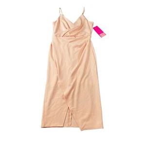 Betsey Johnson PinkSpaghetti Strap Midi Vneck Wrap-Like Womens Size 8 Dress NWT - Picture 1 of 7