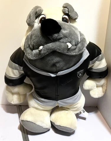 1998 Oakland Raiders Bulldog Plush NFL Play Football Ace Acme Vintage 21 Inches Cover
