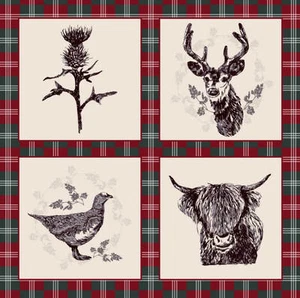 Wein Highland schottisches Tartan 100 % Baumwolle Handwerk und Quilten Stoff 45" M677 - Bild 1 von 19