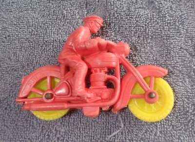 Caucho castaño rojizo vintage rojo policía Harley motocicleta ruedas amarillas conductor 3 y 3/4" Foto 1 de 4