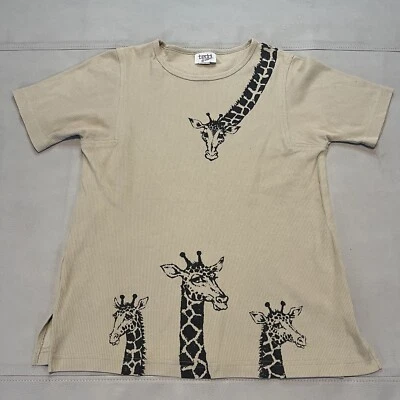 VTG 80/90s Women Beige/Tan Giraffe Zoo Animal Ribbed Short Sleeve T Shirt-M-7875 - Image 1 of 4