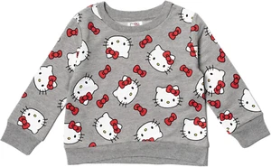 Hello Kitty Girls French Terry Pullover Sweatshirt Toddler to Big Kid - Picture 1 of 12