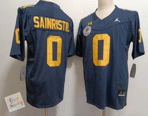 Mike Sainristil Wolverines Men Jersey - All Stitched Navy - Picture 1 of 2