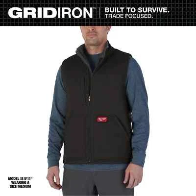 Milwaukee GRIDIRON 801B-L Men's Large Black Heavy-Duty Sherpa-Lined Vest - NEW - Image 1 of 4