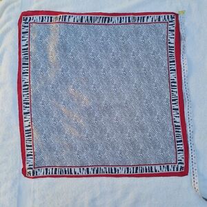 AUTHENTIC LUX GRAY SILK ANIMAL PRINT SNAKE HAND ROLLED BANDANA RED BORDER SCARF