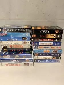 Inspiring 80s 90s Sports Movies VHS Lot 18 Baseball Basketball America Football - Picture 1 of 13