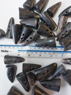 Genuine Buffalo  CHUNKY Horn Toggle - Two Hole.  40-50mm, Dark and Polished x 6 - Image 1 of 4